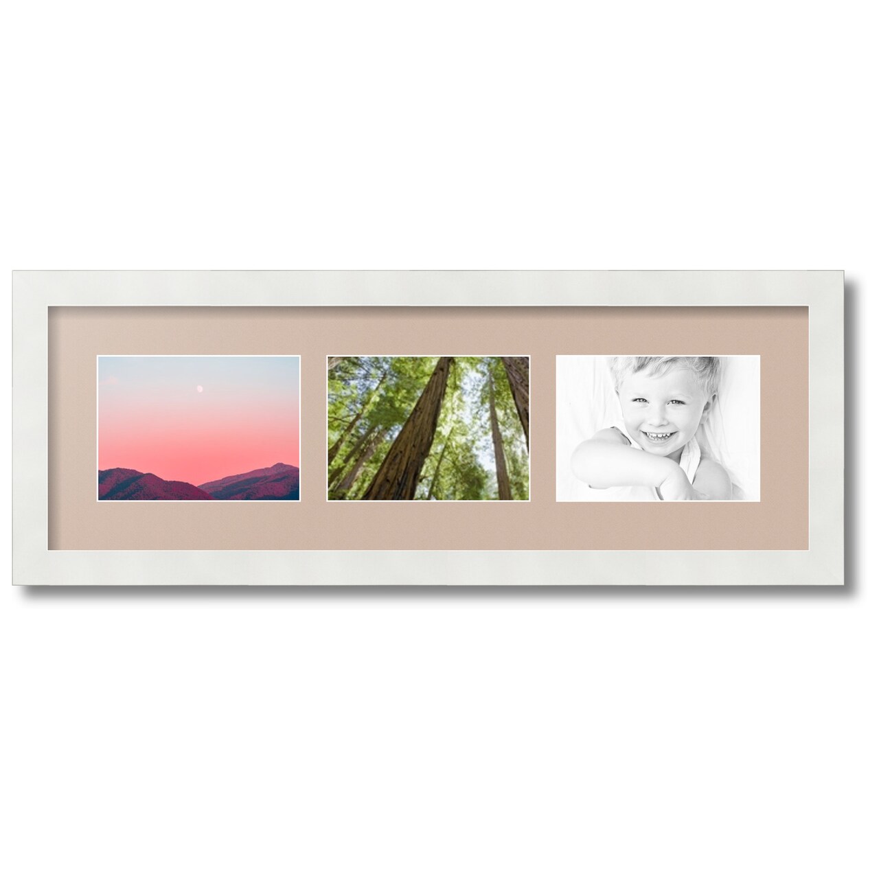 ArtToFrames Collage Photo Picture Frame with 3 - 5x7 inch Openings, Framed in White with Over 62 Mat Color Options and Plexi Glass (CSM-3966-2135)